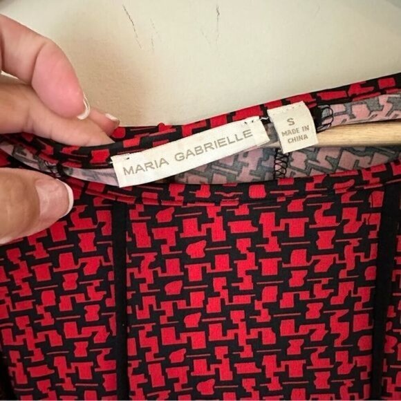 Maria Gabrielle Red and Black Peplum Blouse Size Small - Picture 5 of 6